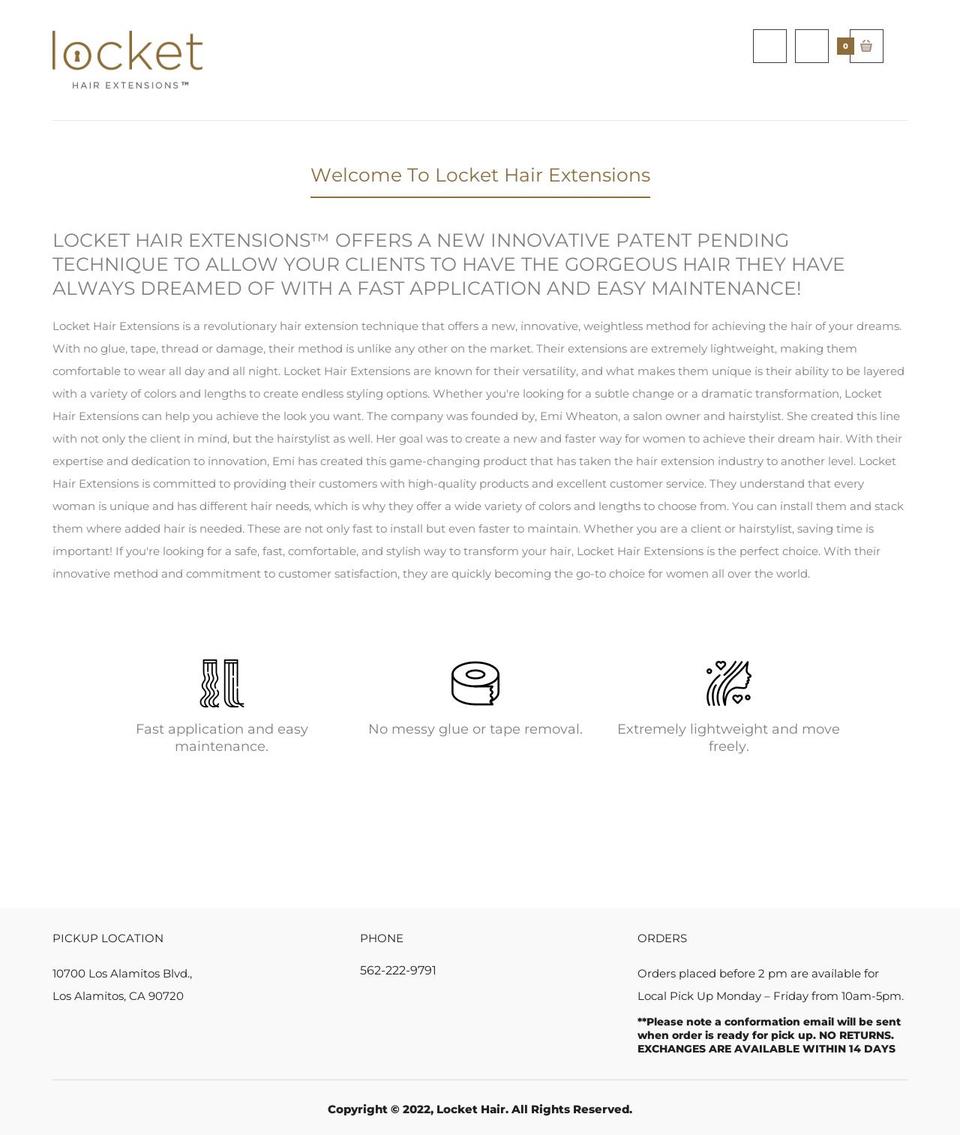 lockethair.com shopify website screenshot