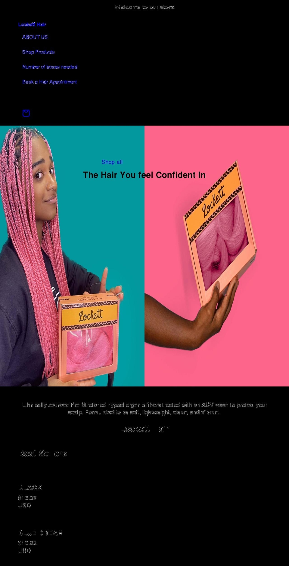 locketthair.com shopify website screenshot