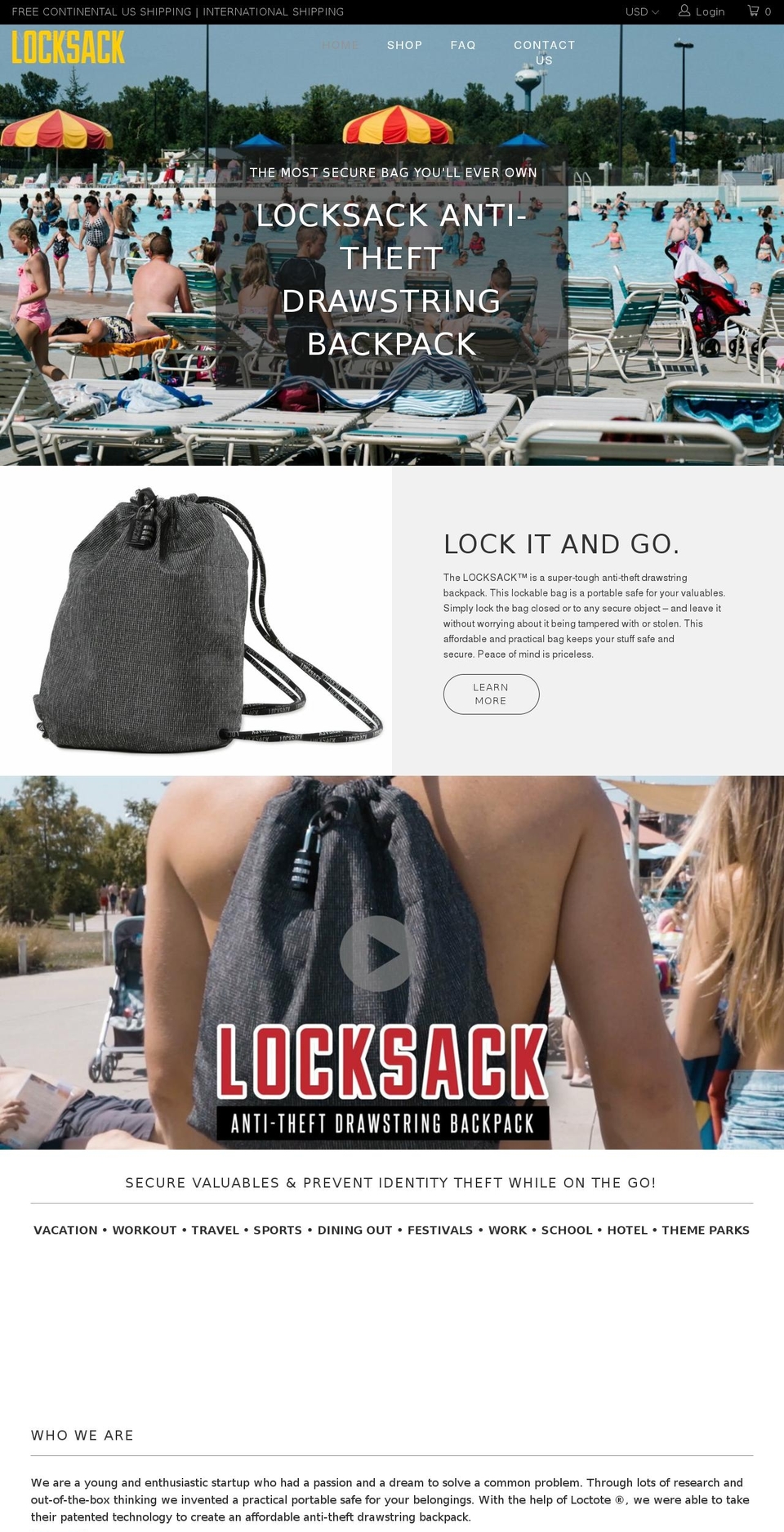 locksack.com shopify website screenshot