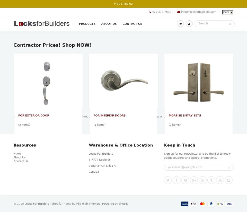 locksforbuilders.com — Shopify storefront screenshot