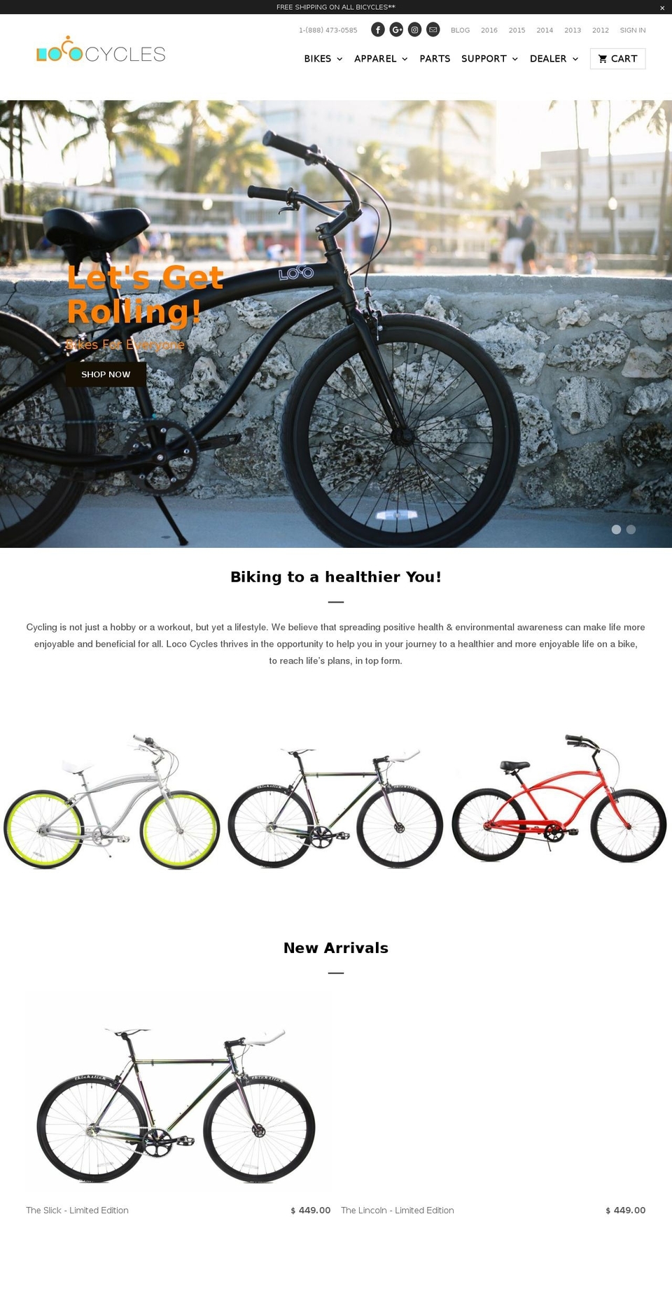 lococycles.com shopify website screenshot