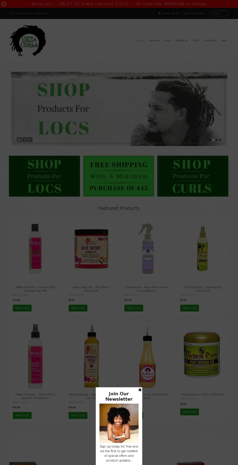 locsncurls.com shopify website screenshot