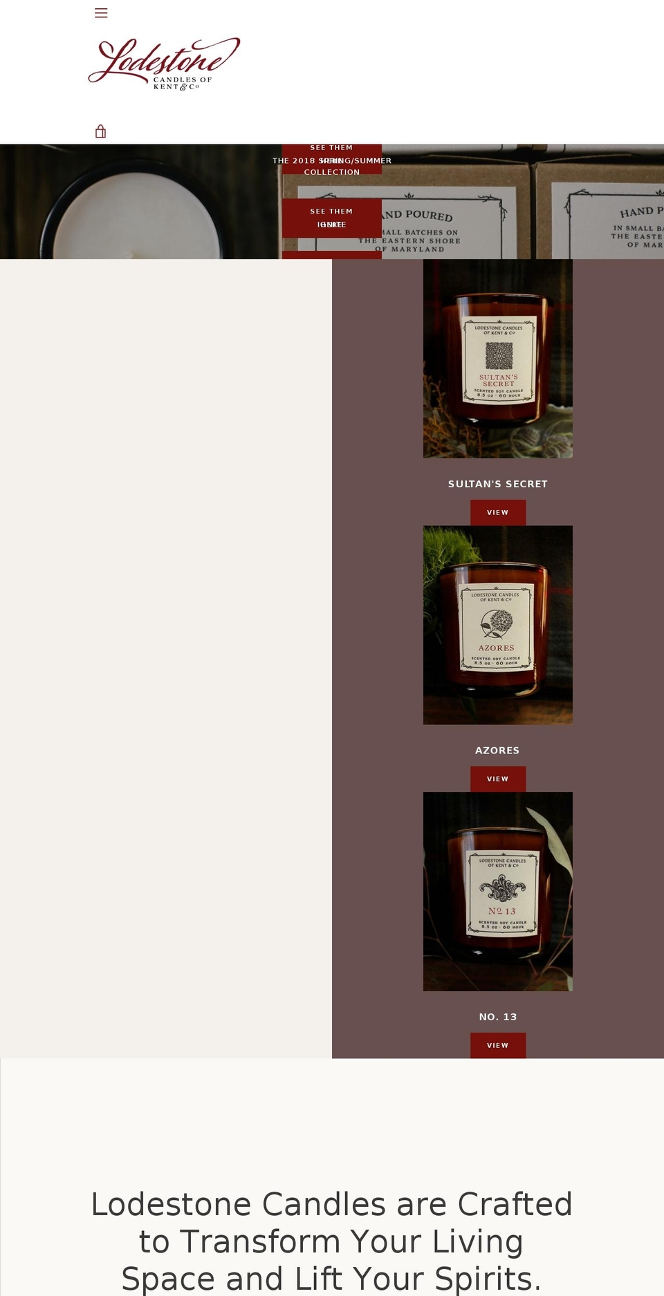 lodestonecandles.com — Shopify storefront screenshot
