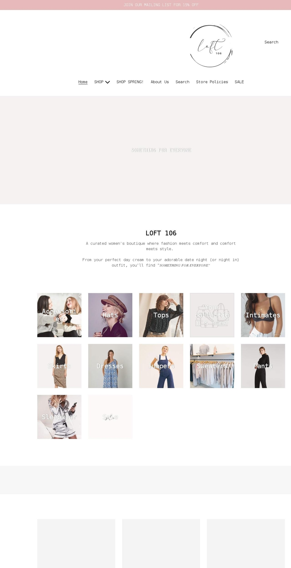 loft106.com shopify website screenshot
