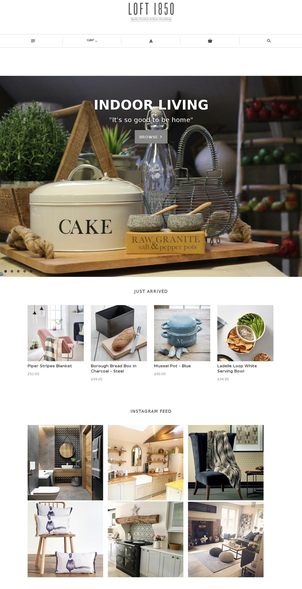 loft1850.co.uk shopify website screenshot