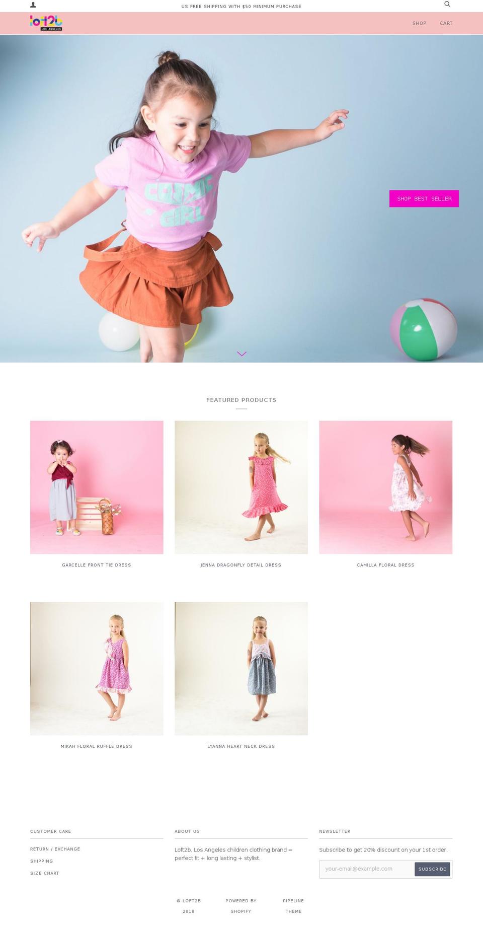 loft2b.net shopify website screenshot
