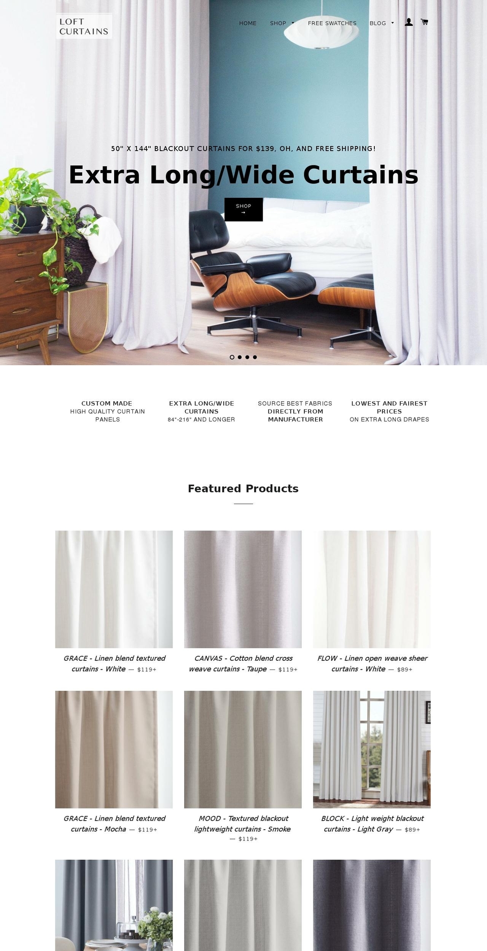 loftcurtains.com shopify website screenshot