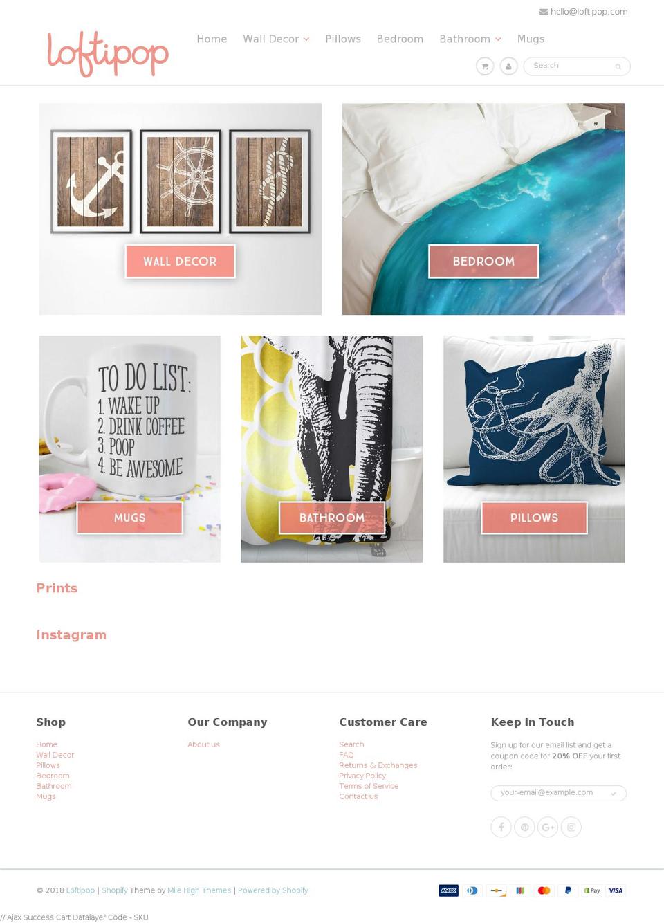 loftipop.com shopify website screenshot