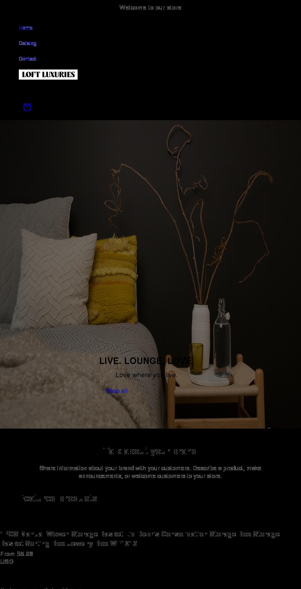 loftluxuries.com shopify website screenshot