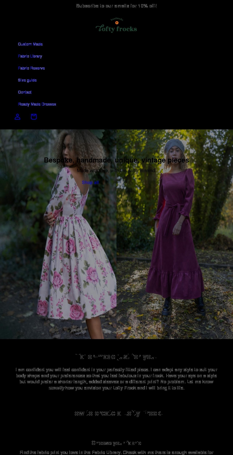 loftyfrocks.uk shopify website screenshot