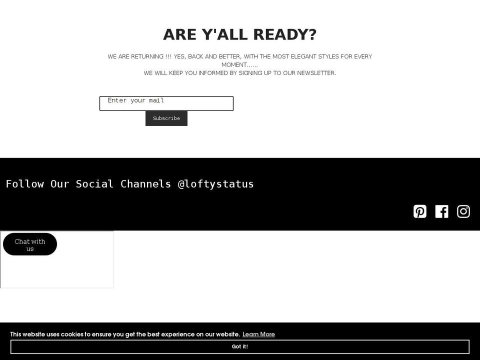loftystatus.com shopify website screenshot