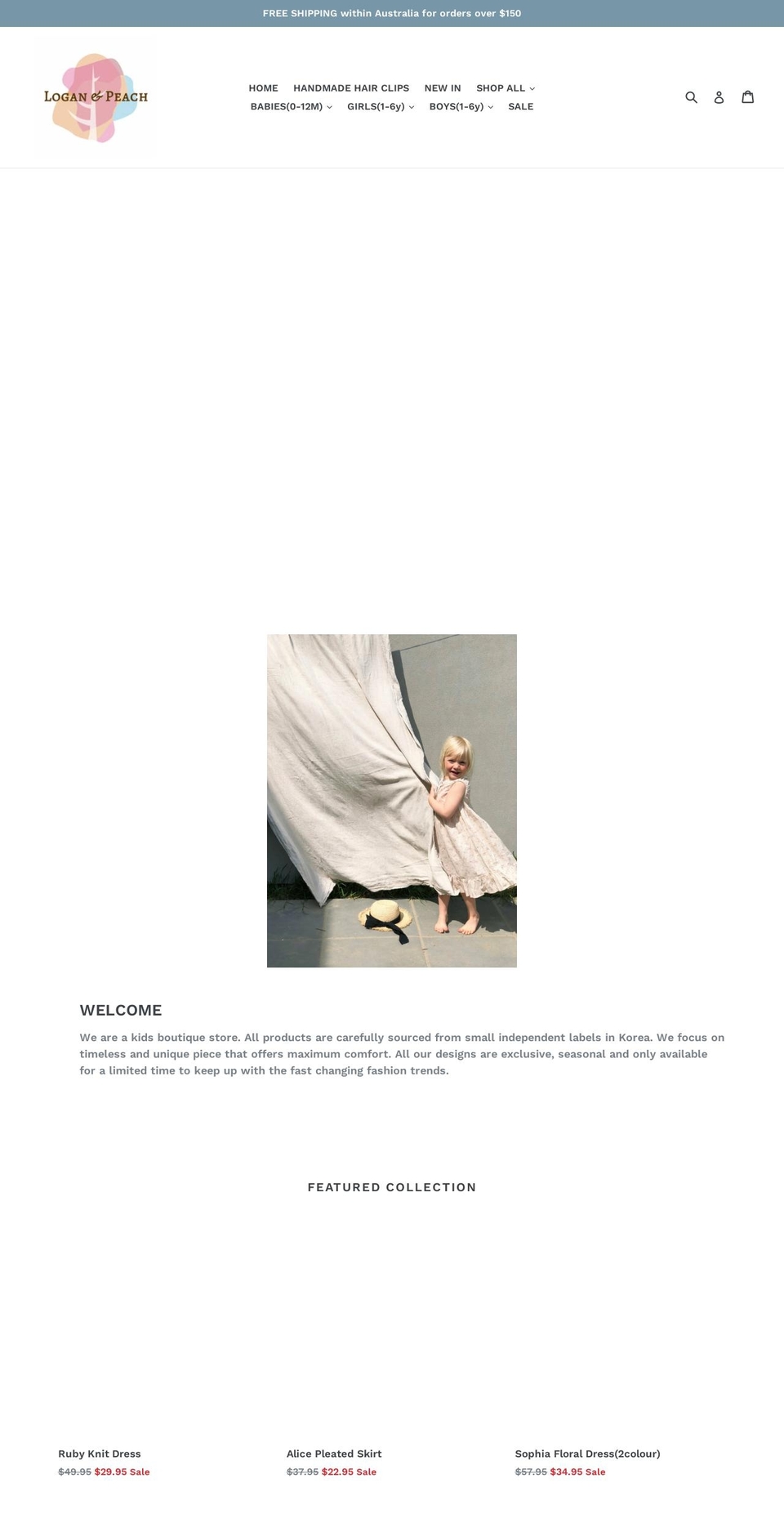 loganandpeach.com — Shopify storefront screenshot
