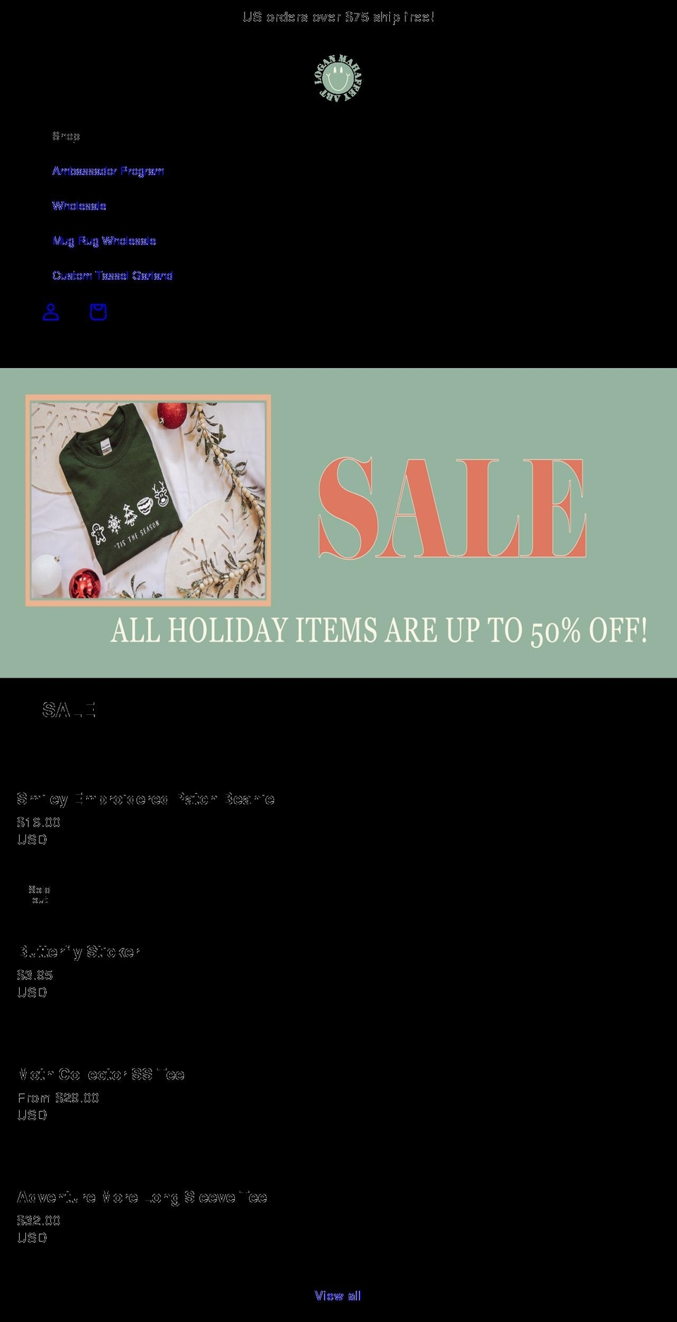 loganmahaffeyart.com shopify website screenshot