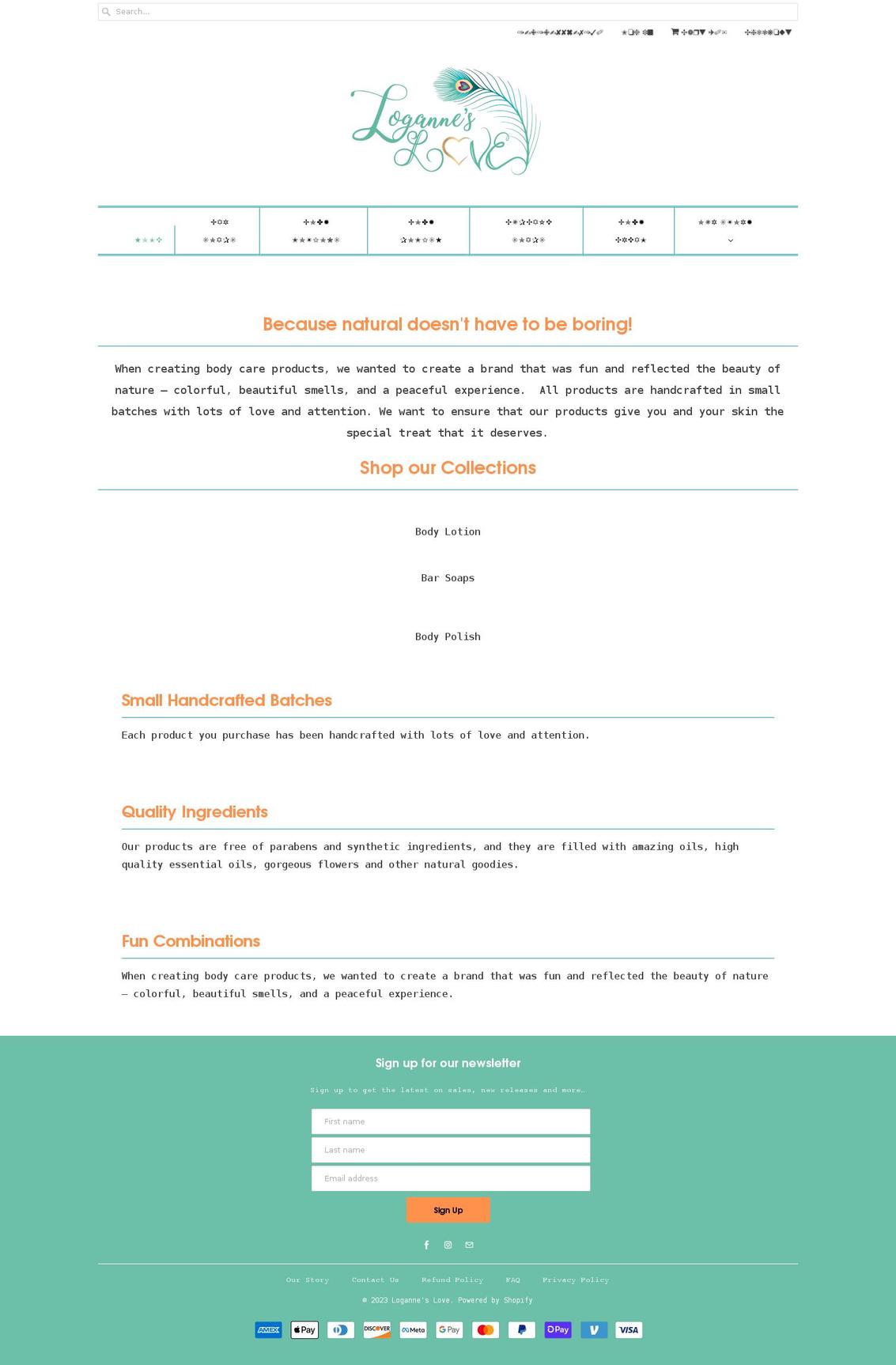 loganneslove.com — Shopify storefront screenshot