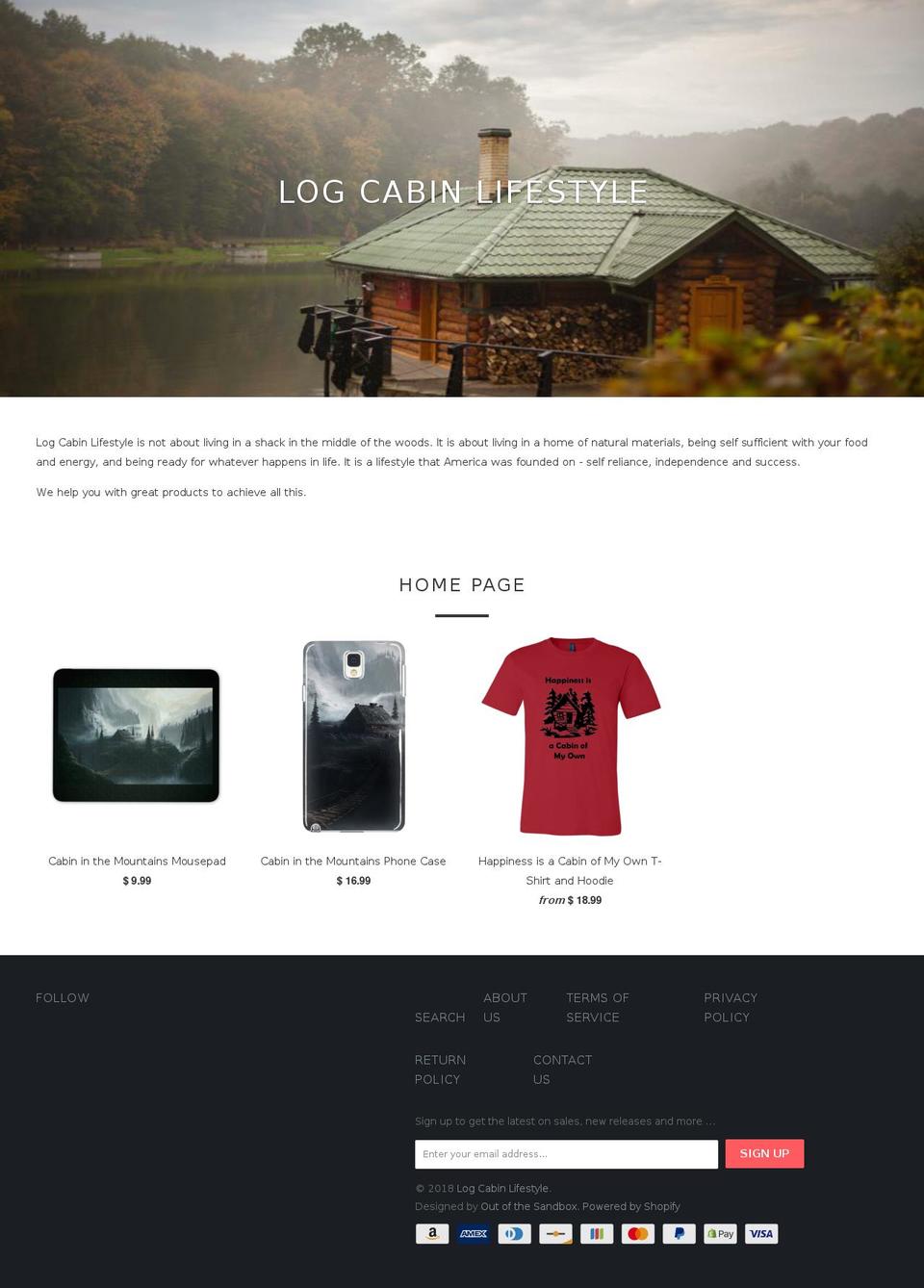 logcabinlifestyle.store shopify website screenshot