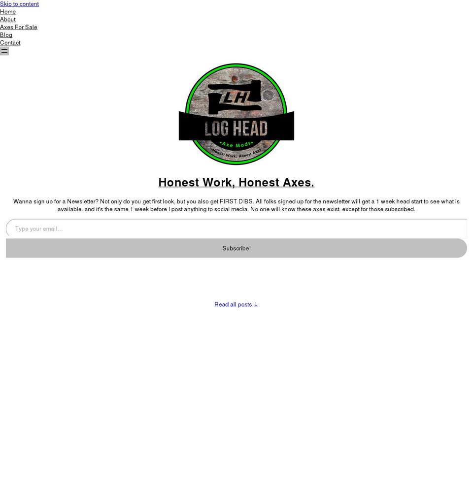 logheadaxemods.com shopify website screenshot