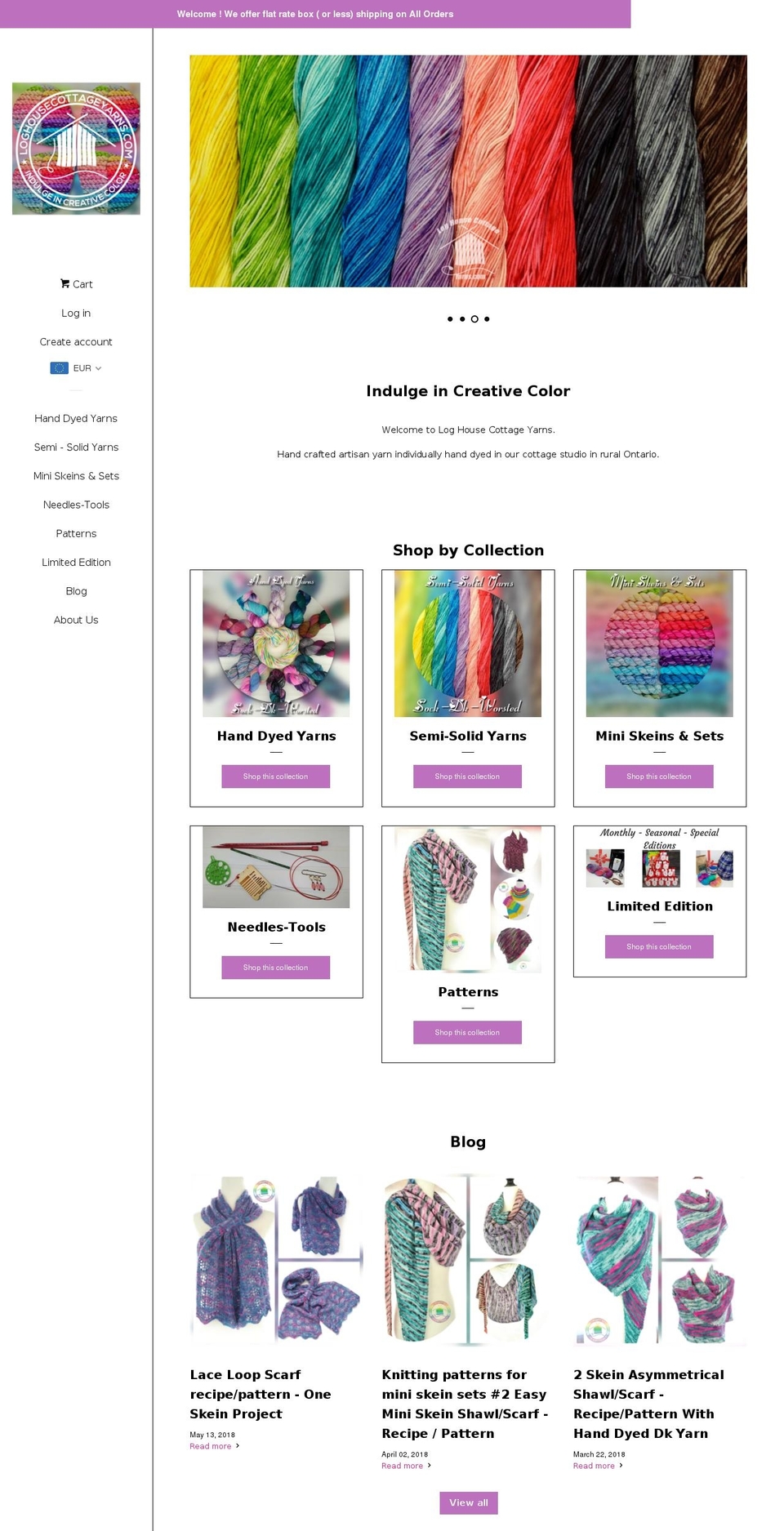 loghousecottageyarns.com — Shopify storefront screenshot