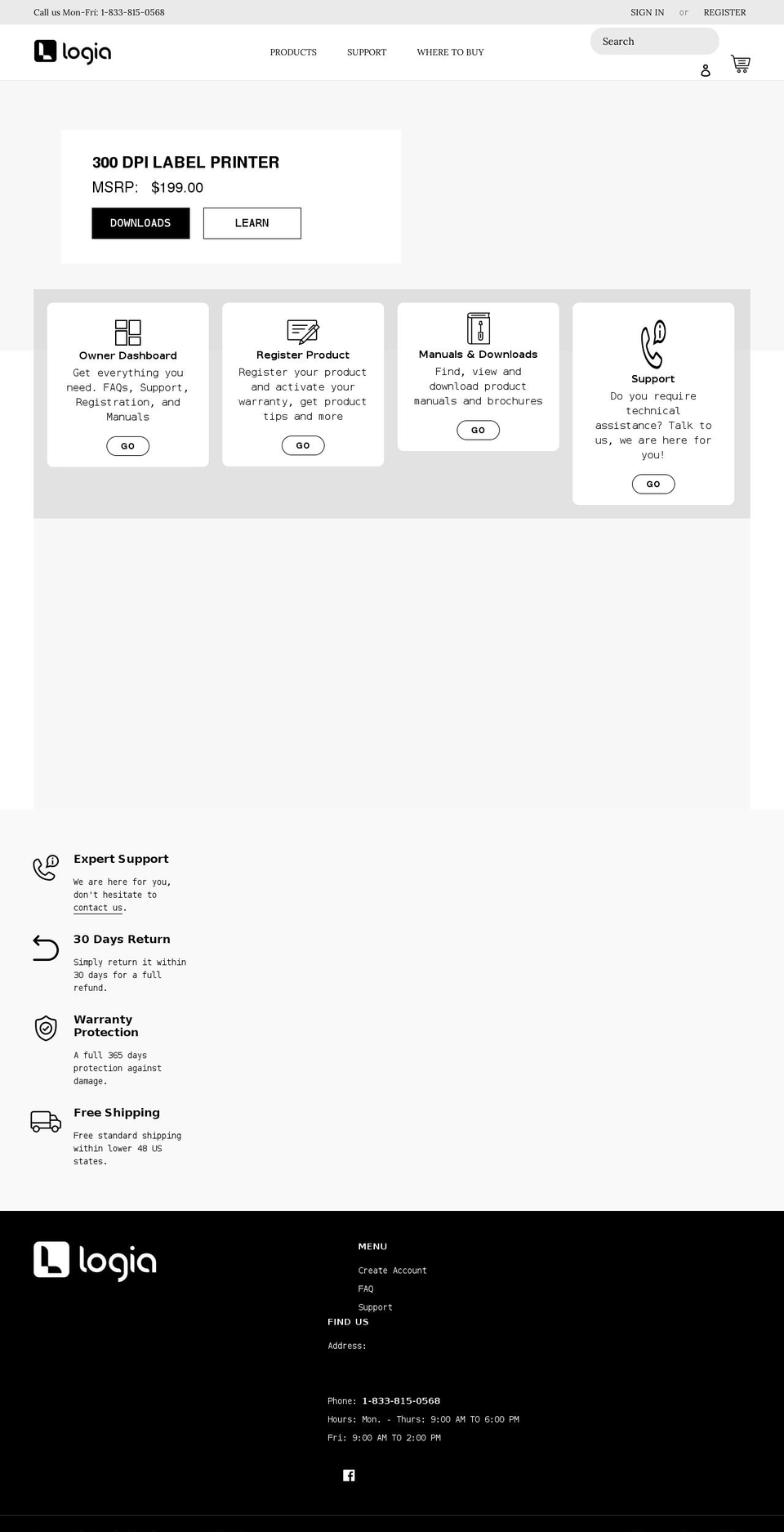logiaprinters.com shopify website screenshot
