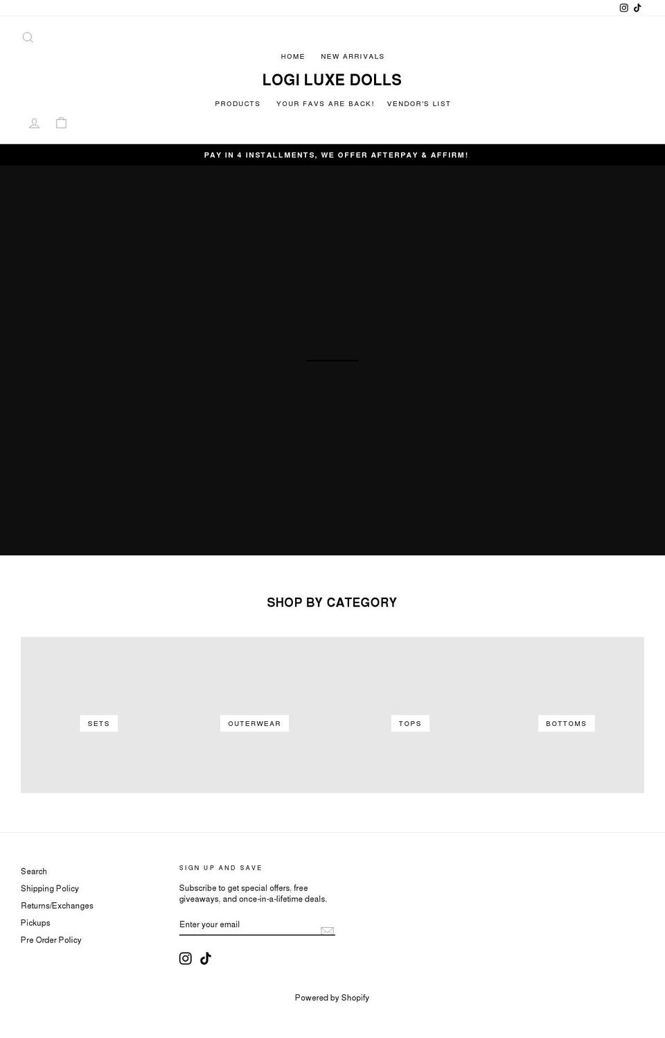 logiluxedolls.com shopify website screenshot