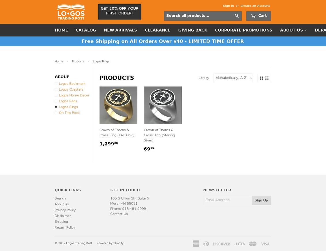 logosjewelry.com shopify website screenshot