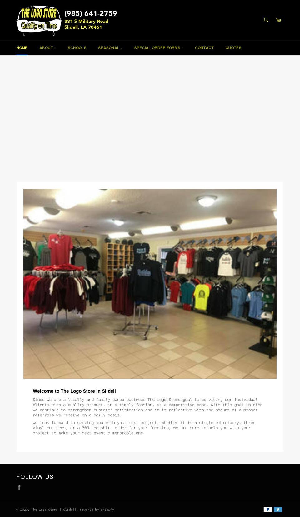 logostoreslidell.com shopify website screenshot