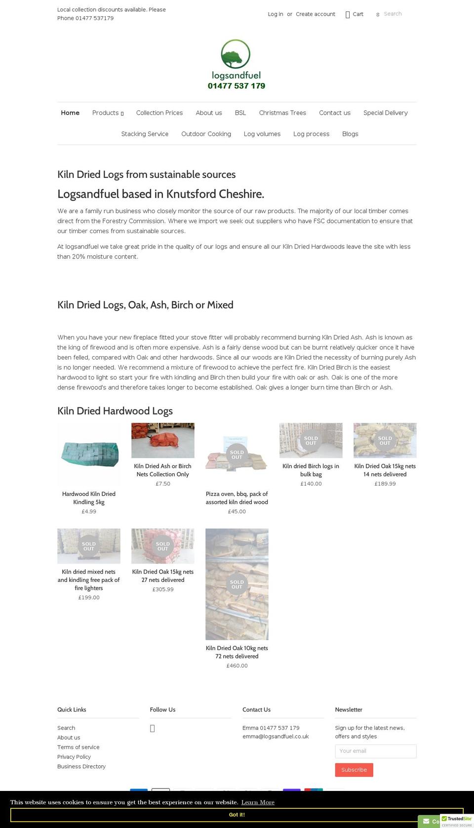 logsandfuel.co.uk shopify website screenshot