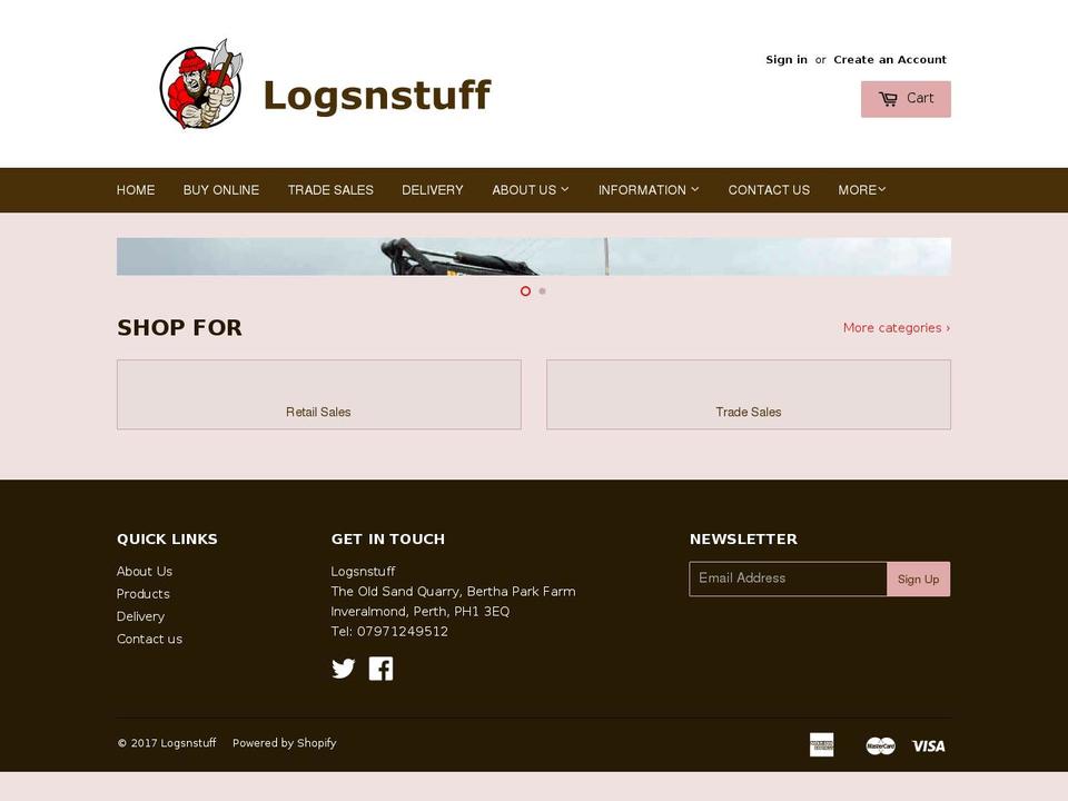 logsnstuff.com shopify website screenshot