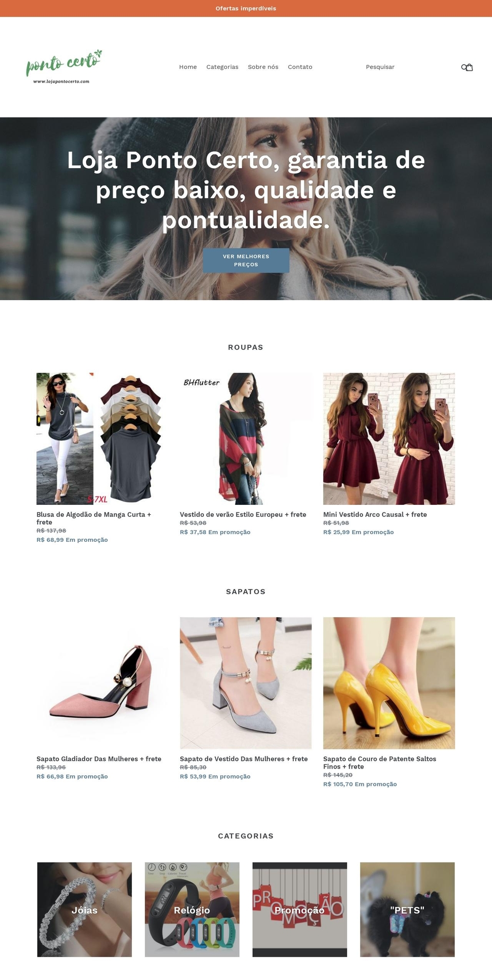 lojapontocerto.com — Shopify storefront screenshot