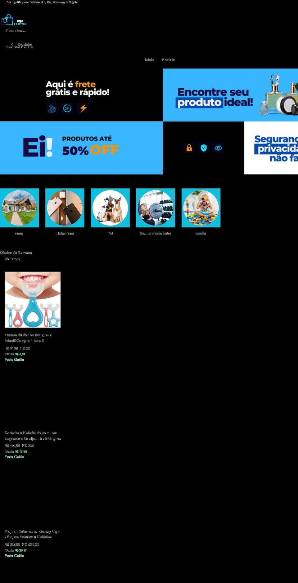 lojasantos.store shopify website screenshot