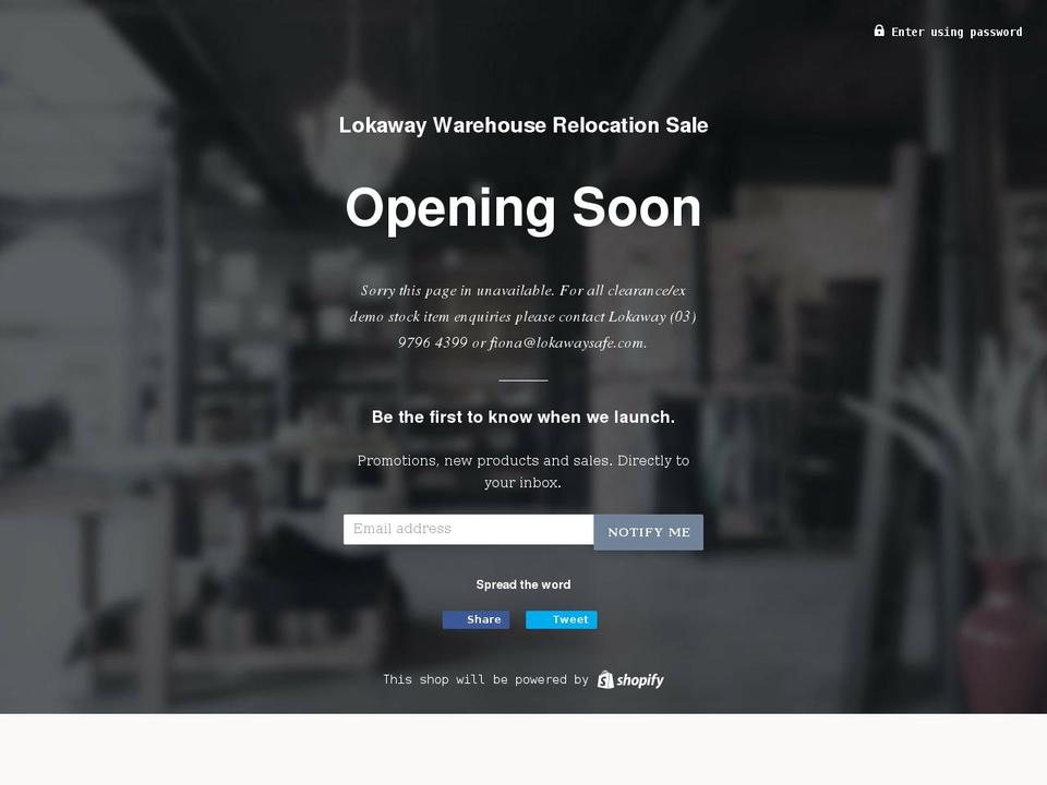 lokaway-warehouse-clearance.myshopify.com shopify website screenshot
