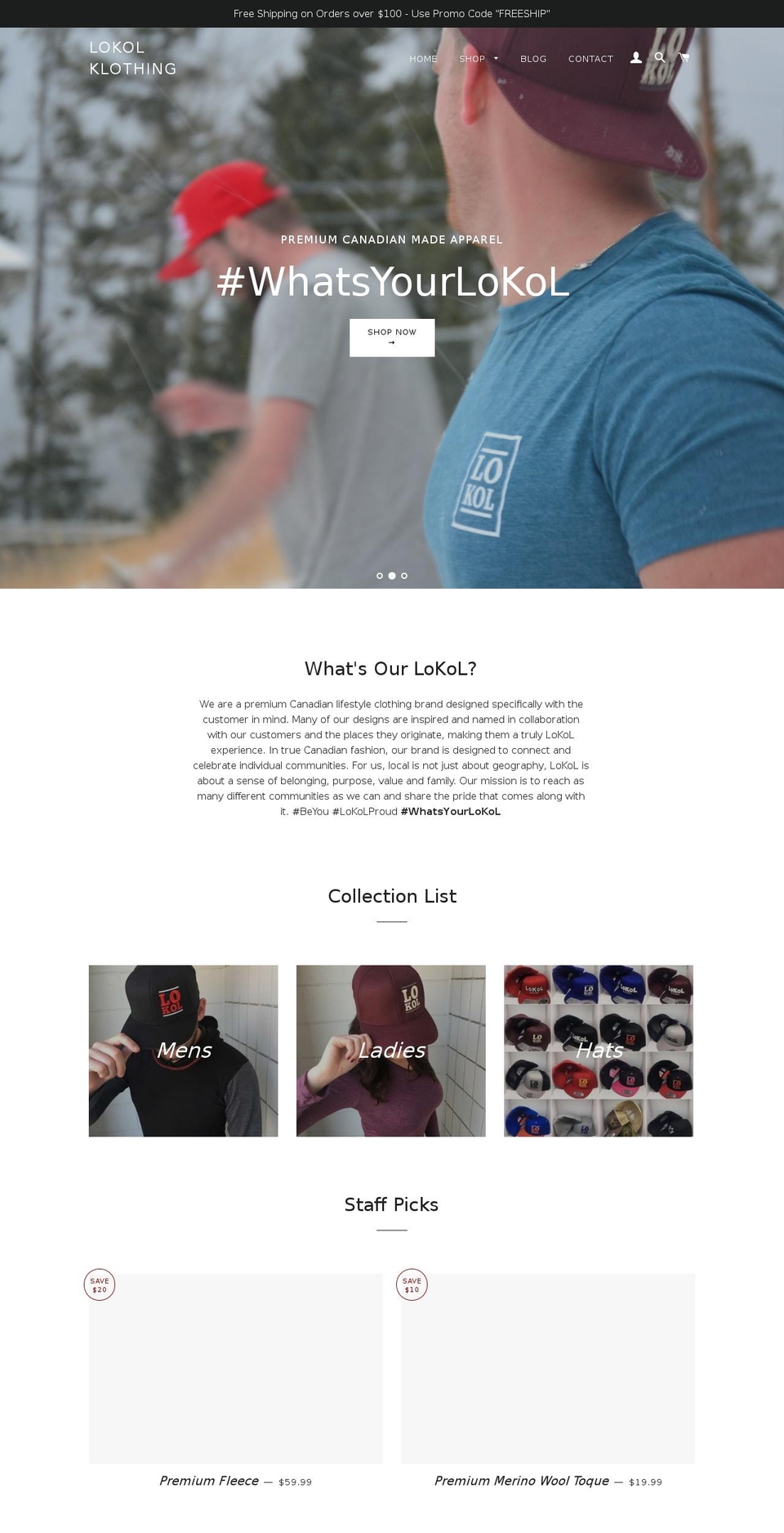 lokolklothing.ca shopify website screenshot
