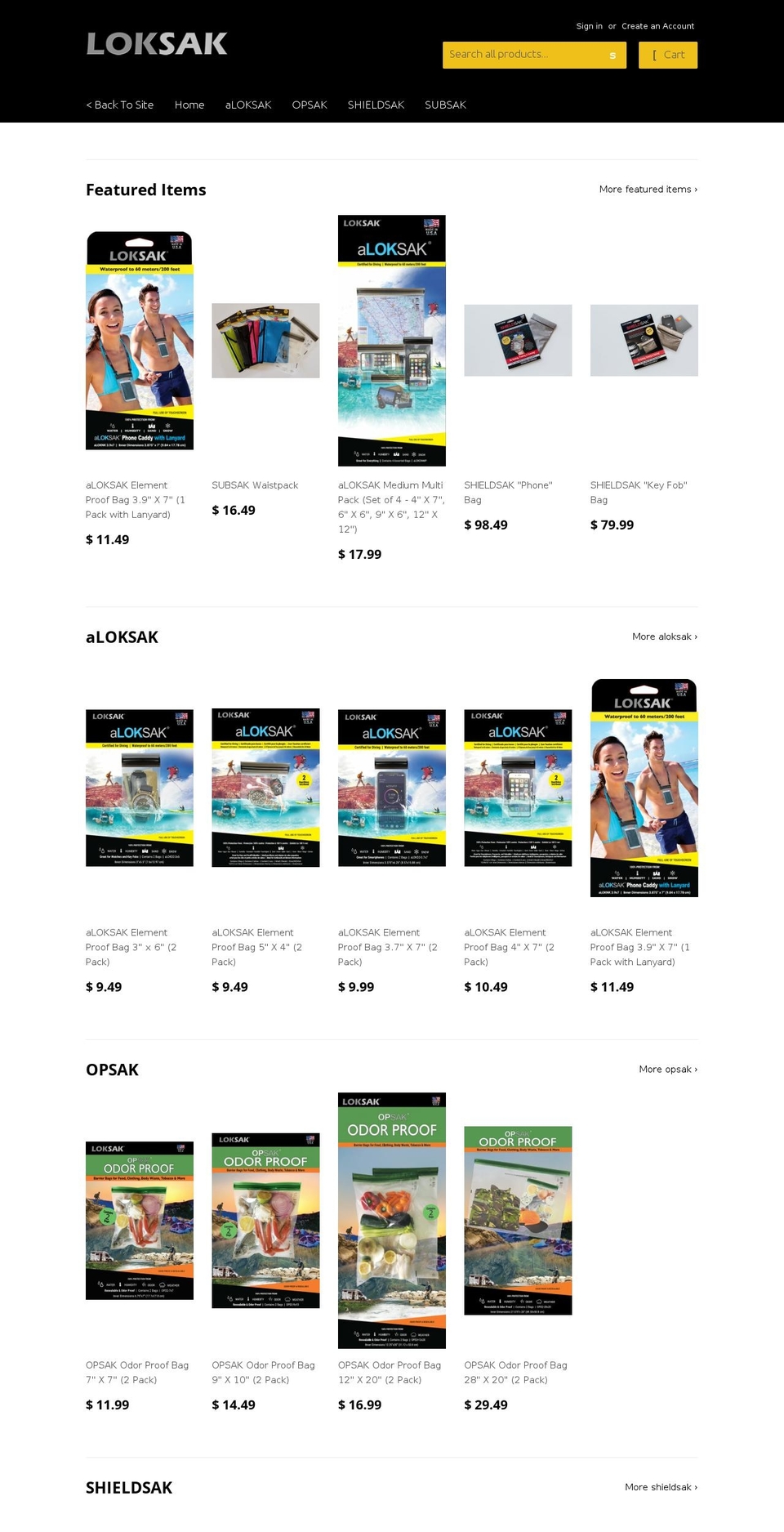 loksak.myshopify.com shopify website screenshot