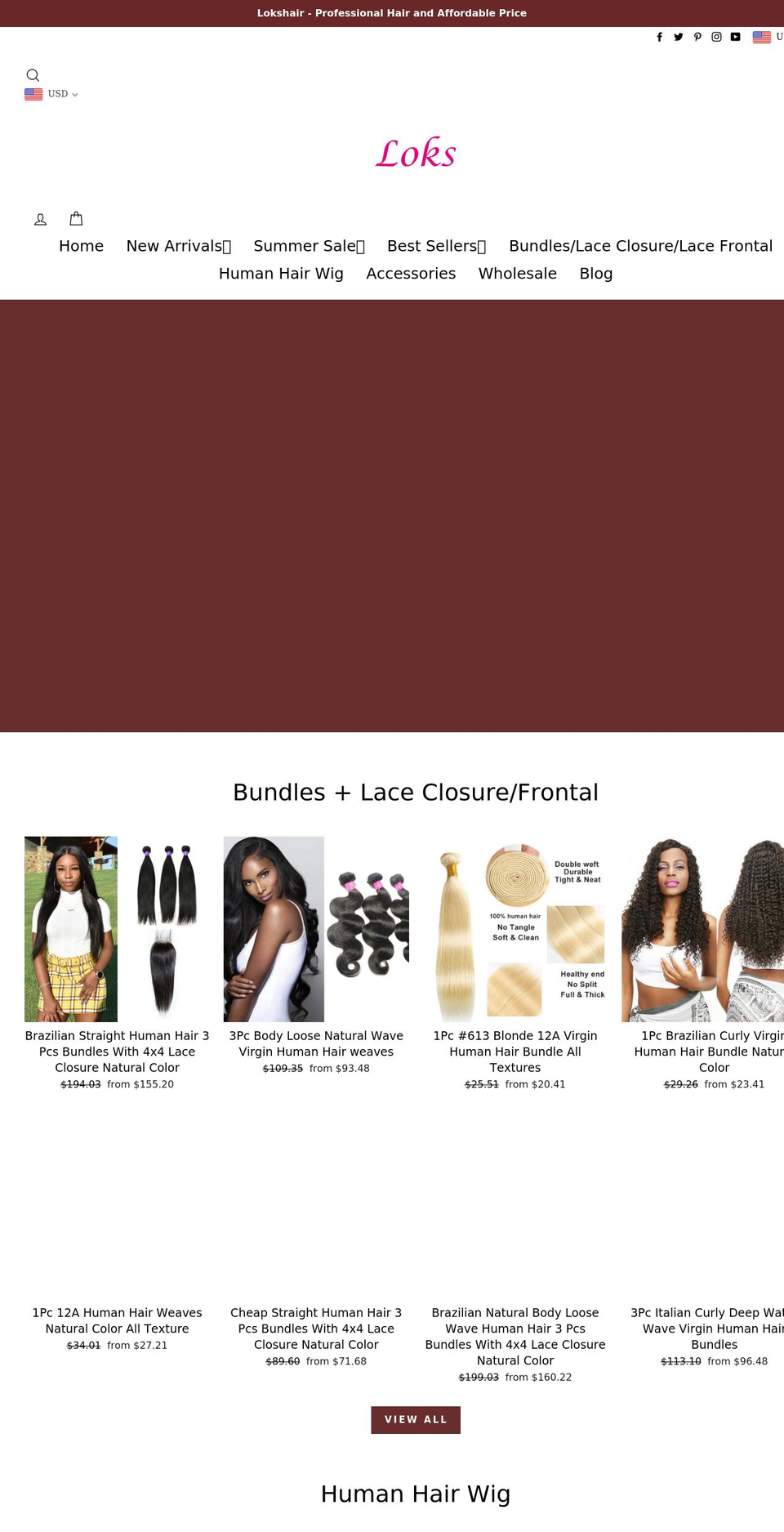 lokshair.com shopify website screenshot