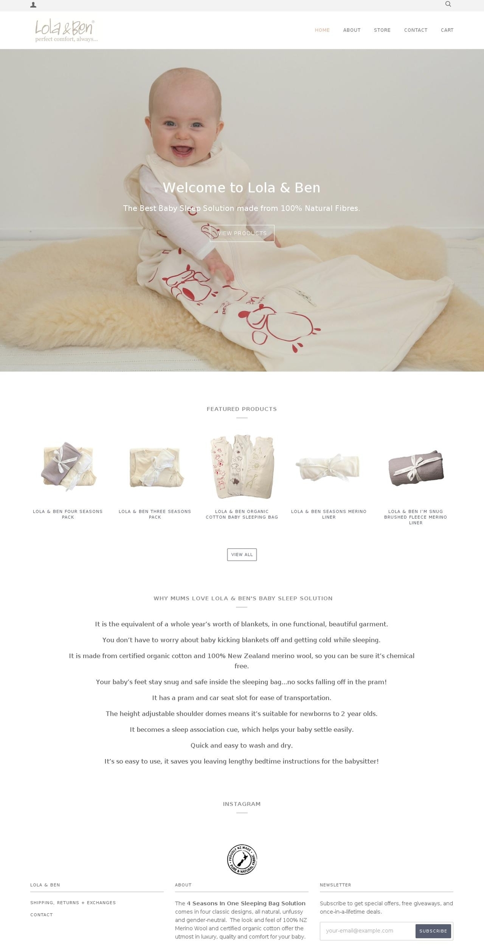 lolaandben.co.nz shopify website screenshot