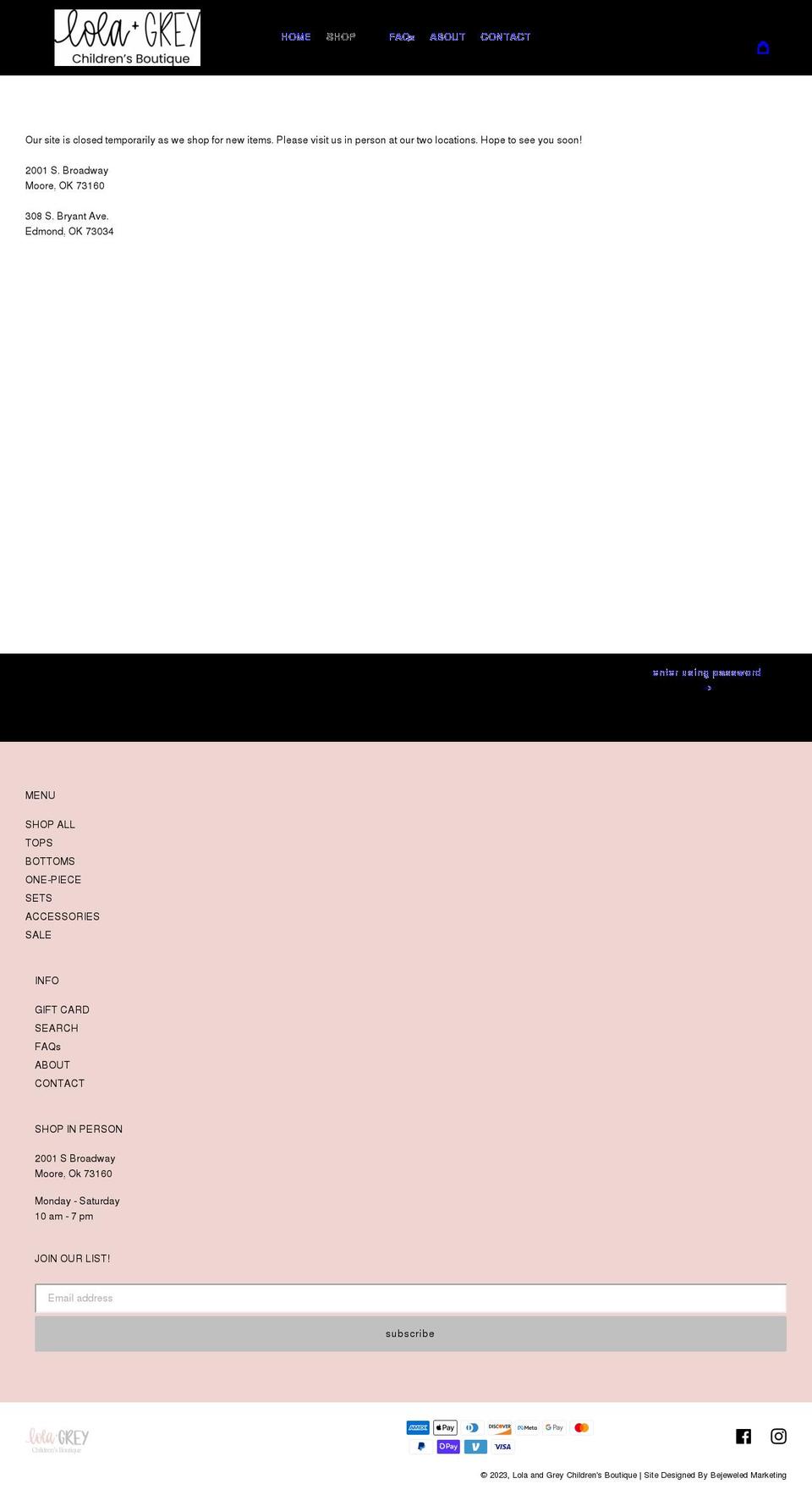 lolaandgrey.com shopify website screenshot