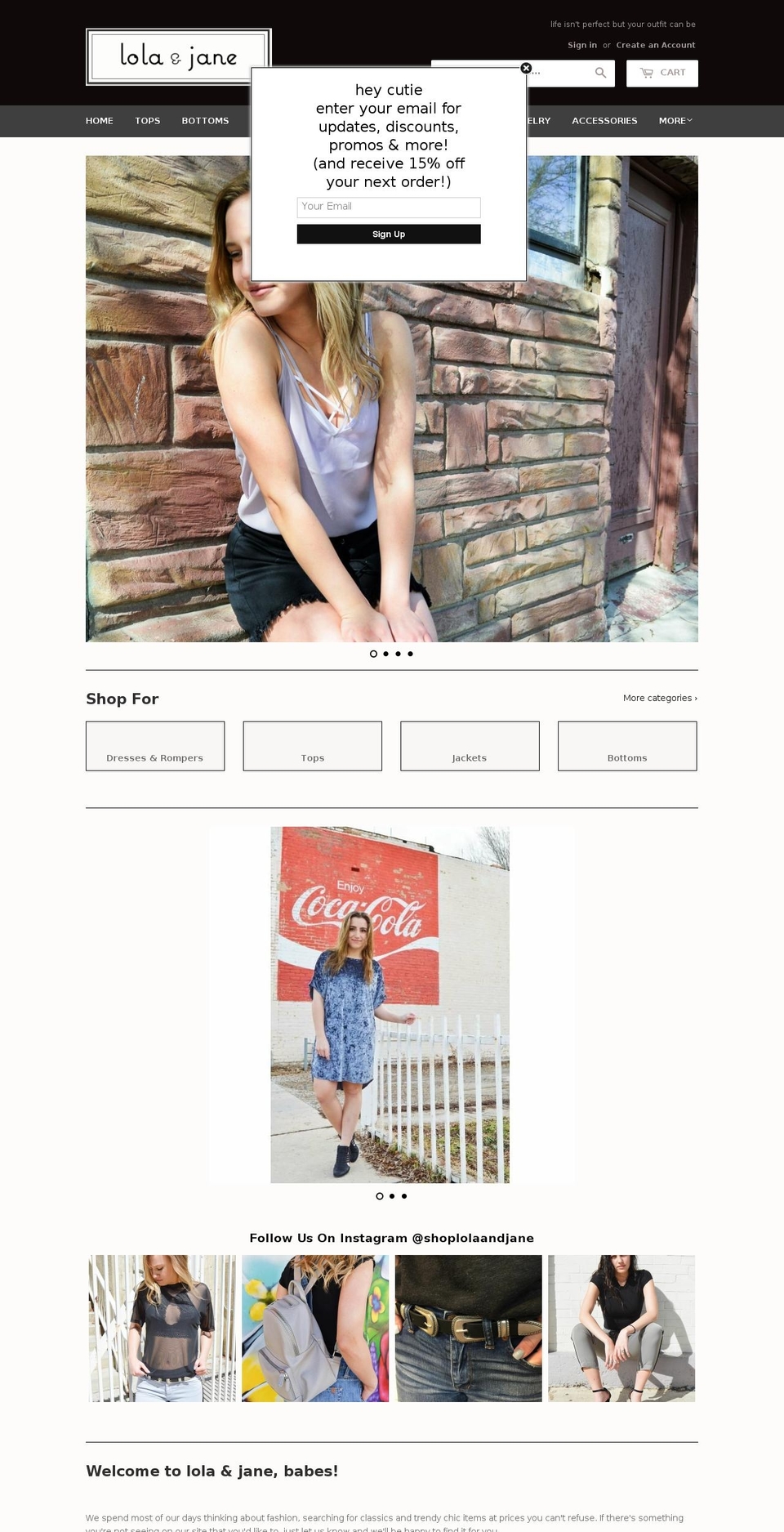 lolaandjane.com shopify website screenshot