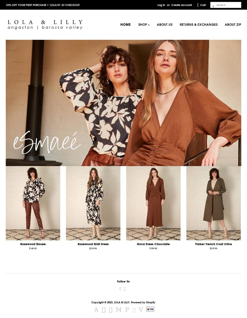 lolaandlilly.com.au shopify website screenshot