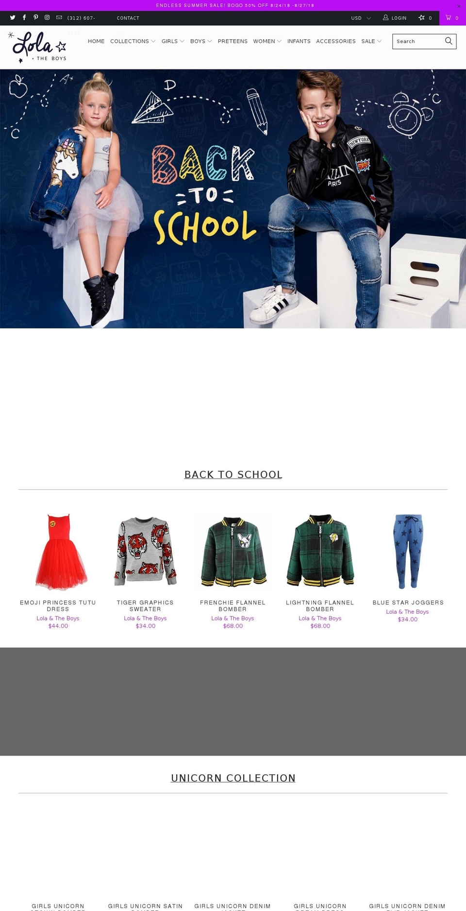 lolaandtheboys.com shopify website screenshot