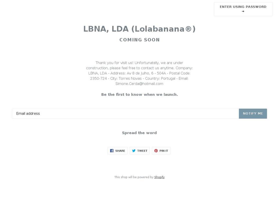 lolabanana.com shopify website screenshot