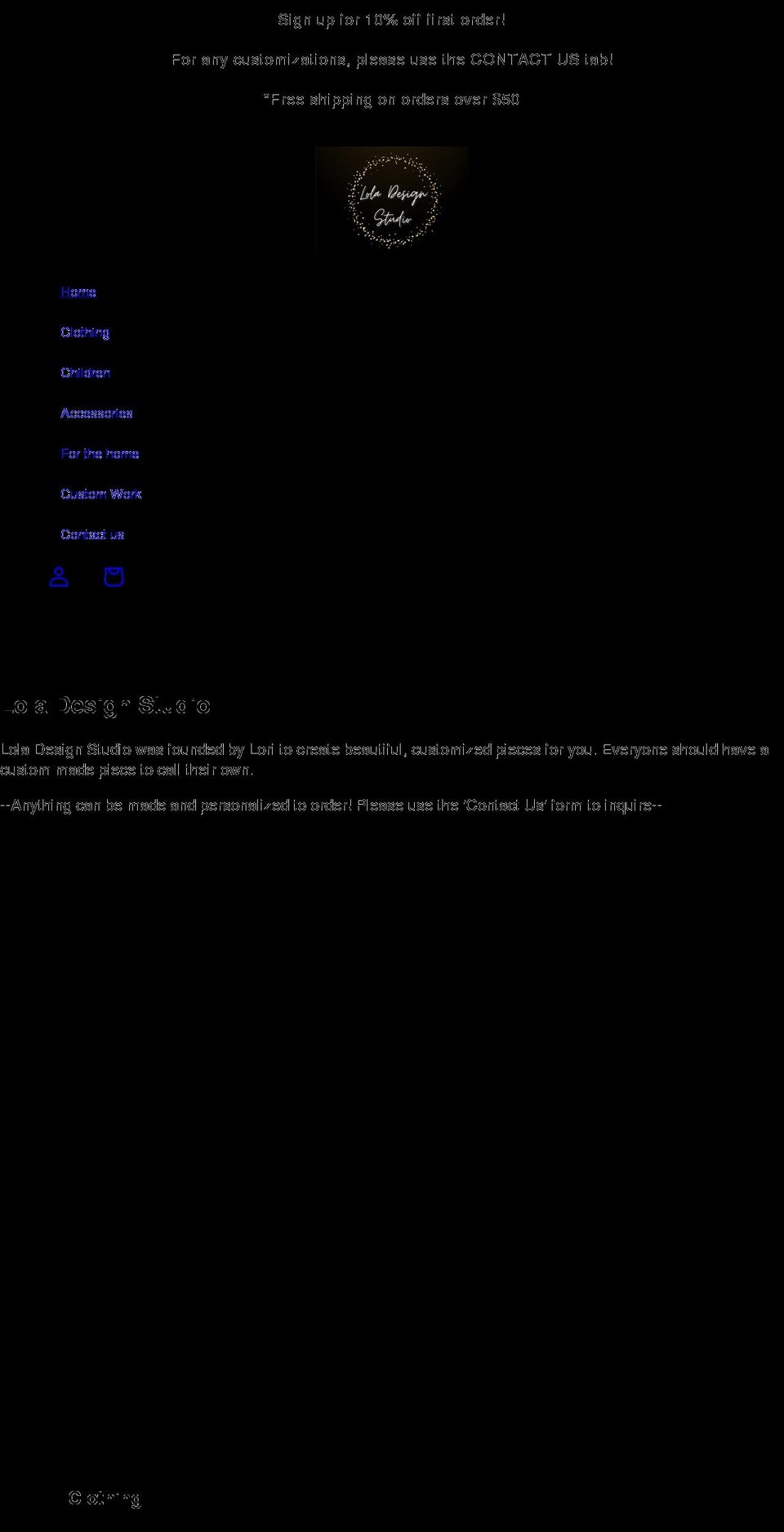 loladesignstudio.com shopify website screenshot