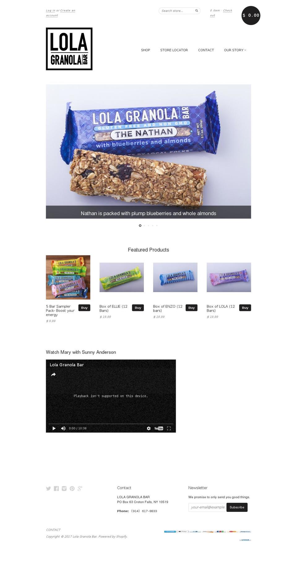 lolagranolabar.com shopify website screenshot