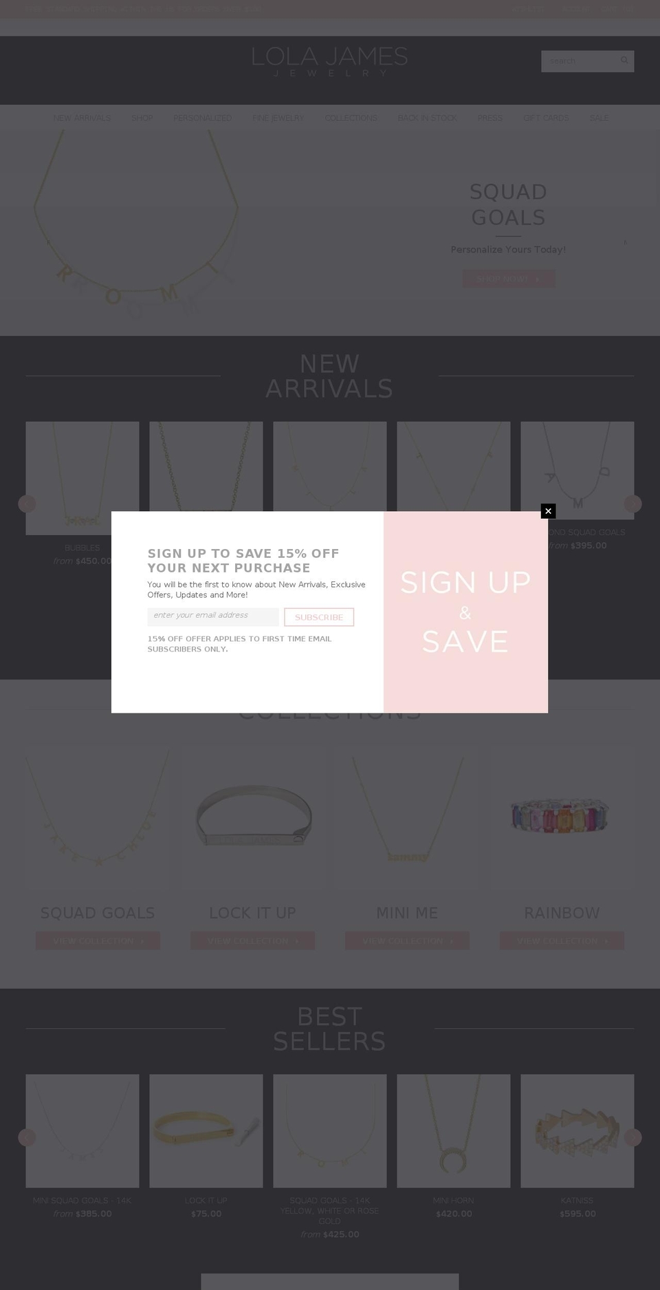 lolajamesjewelry.com — Shopify storefront screenshot