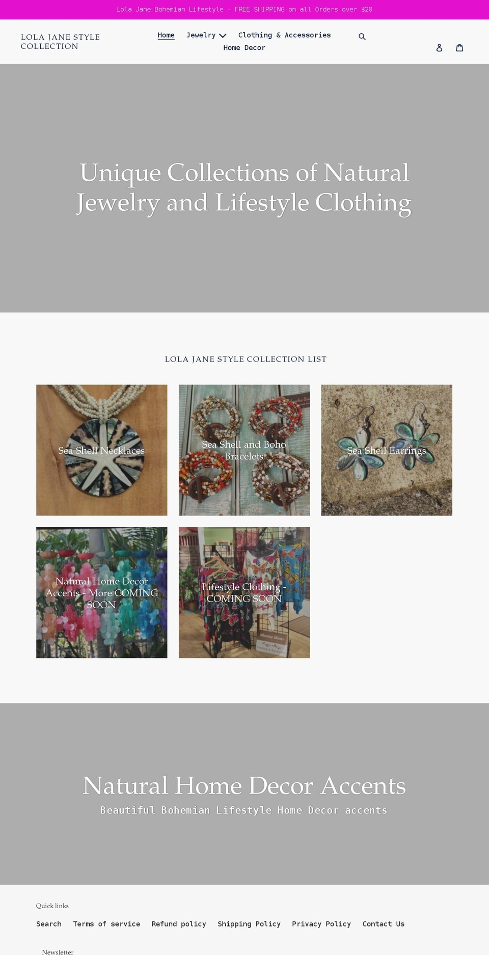 lolajanestyle.com shopify website screenshot