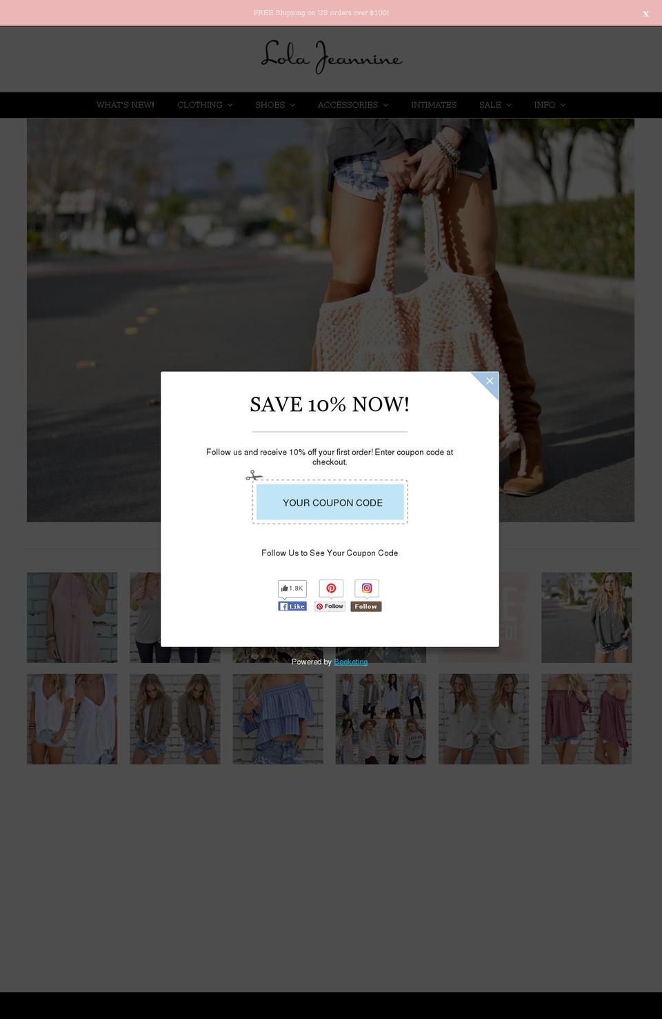 lolajeannine.com shopify website screenshot