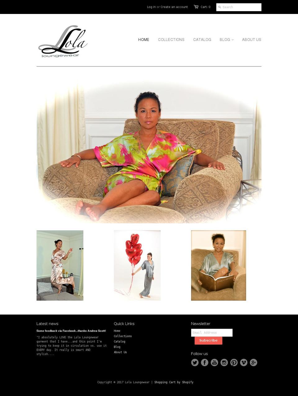 lolaloungewear.com shopify website screenshot
