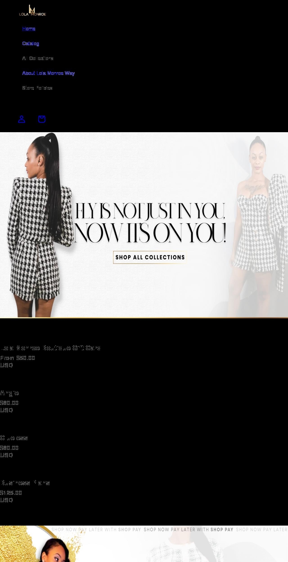 lolamonroeway.com shopify website screenshot