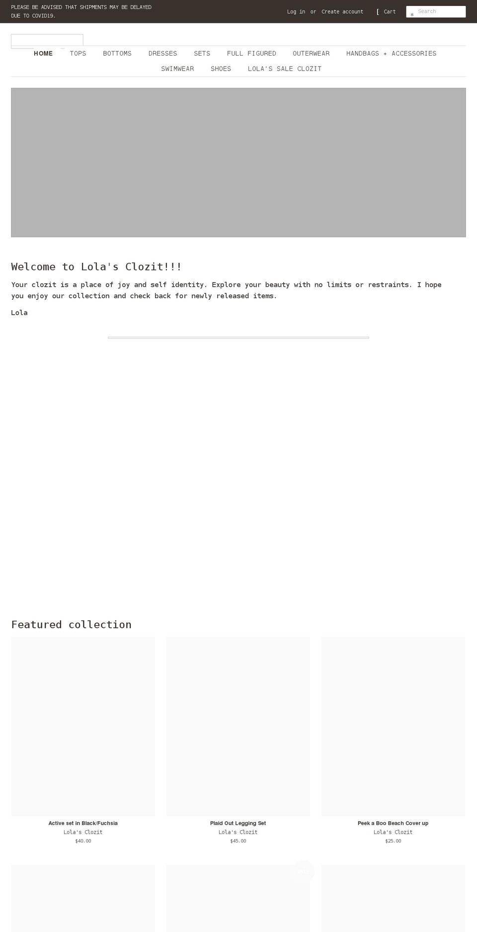 lolasclozit.com shopify website screenshot