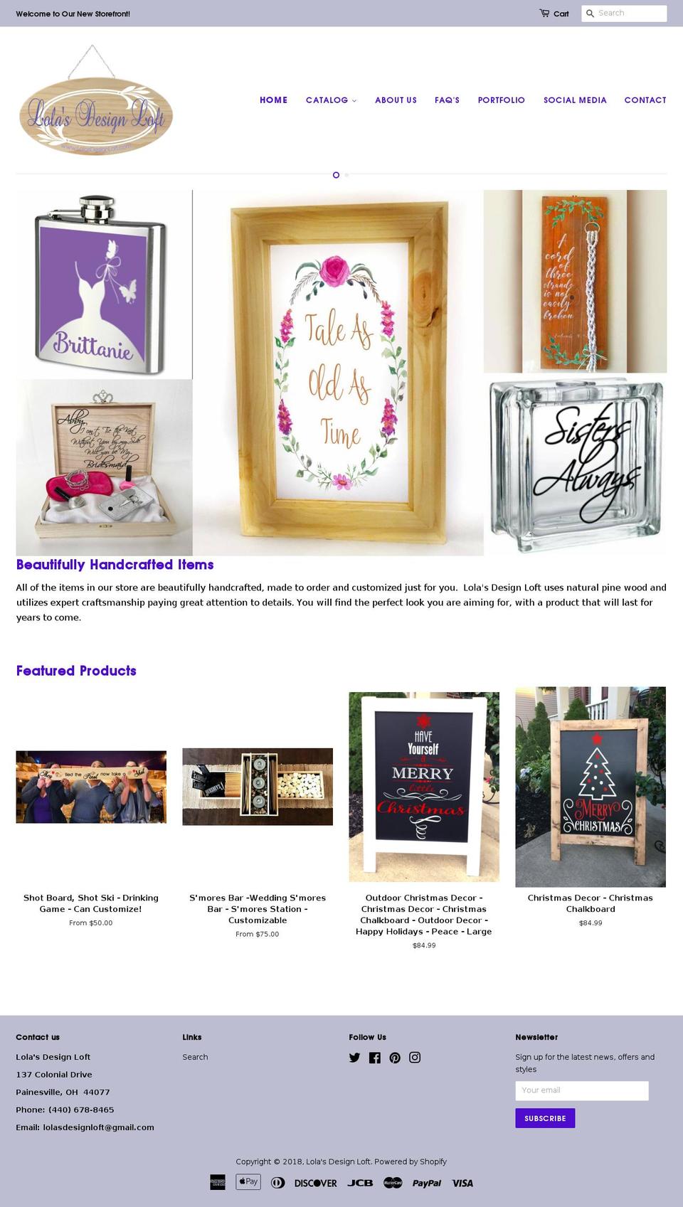 lolasdesignlofts.com — Shopify storefront screenshot