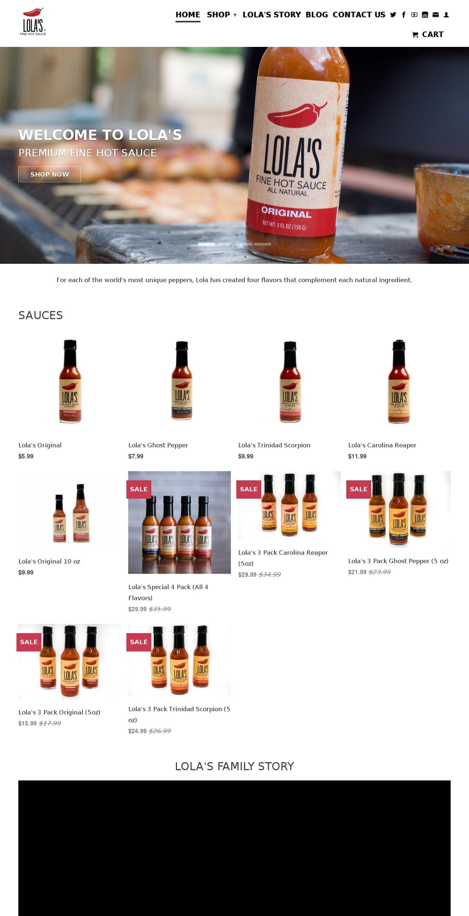 lolasfinesauce.com — Shopify storefront screenshot