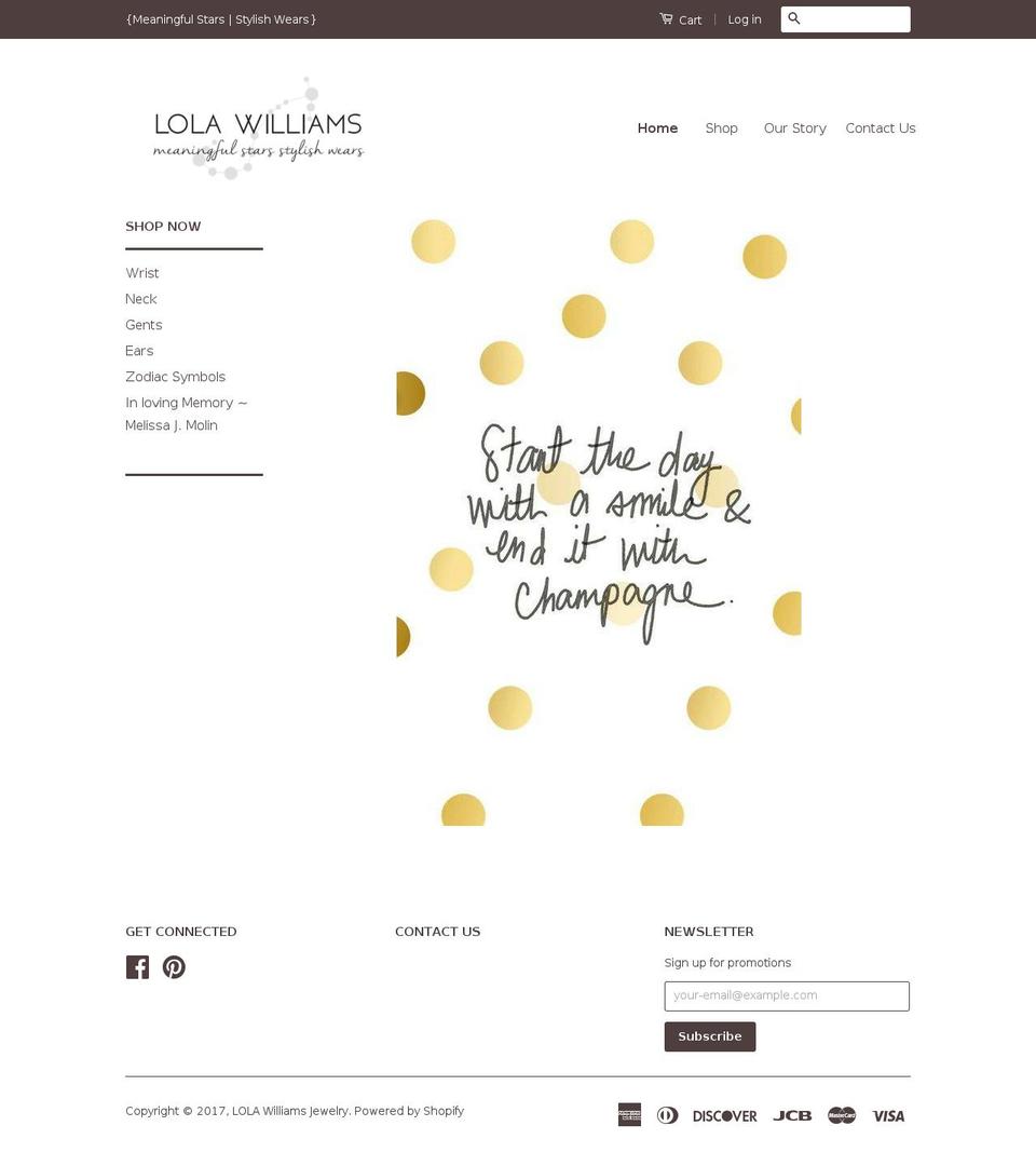 lolawilliamsjewelry.com shopify website screenshot